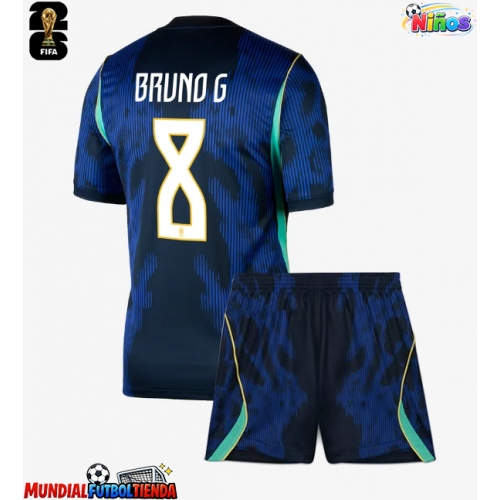 Camiseta Brasil Bruno Guimaraes #8 Segunda Equipación Replica Mundial 2026 para niños mangas cortas (+ Pantalones cortos)